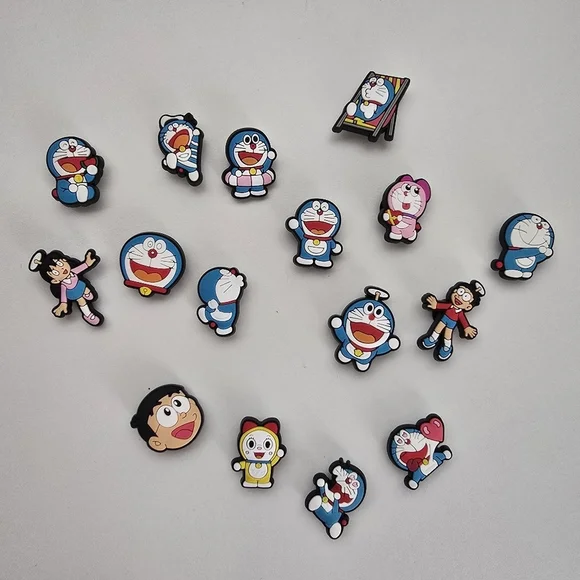 NEW Doraemon Cartoon Cat Jibbitz Bundle 16 Shoe Charms for Crocs - Picture 2 of 7